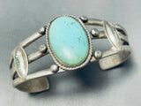 Captivating Vintage Native American Navajo Pilot Mountain Turquoise Sterling Silver Bracelet-Nativo Arts