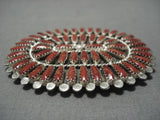 Stunning Navajo Coral Sterling Silver Native American Pin-Nativo Arts
