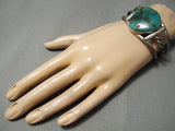 Opulent Vintage Native American Navajo Aqua Blue Turquoise Sterling Silver Bracelet Old-Nativo Arts