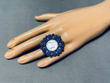 Rare Native American Navajo Denim Lapis Sterling Silver Dime Ring-Nativo Arts
