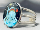 Monument Valley Turquoise Native American Navajo Sterling Silver Signed Bracelet-Nativo Arts