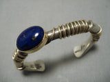 Important Vintage Native American Navajo 14k Gold Lapis Sterling Silver Bracelet Cuff Old-Nativo Arts