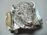Heavy Buffalo San Felipe 8 Turquoise Sterling Silver Buffalo Bracelet-Nativo Arts