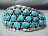 Astonishing Vintage Native American Navajo Old Kingman Turquoise Sterling Silver Bracelet Old-Nativo Arts