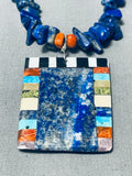 Native American Complex Vintage Santom Domingo Lapis Inlay Sterling Silver Necklace-Nativo Arts