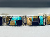 Extremely Intricate Vintage Native American Navajo Opal Sterling Silver Bracelet-Nativo Arts
