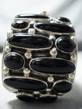 Nost Unqiue Vintage Tommy Moore Vintage Native American Navajo Onyx Sterling Silver Bracelet-Nativo Arts