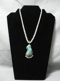 Museum Vintage Native American Navajo Carico Lake Turquoise Sterling Silver Necklace Old-Nativo Arts