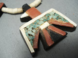 Native American Early 1900's Vintage Santo Domingo Turquoise Sterling Silver Necklace Old-Nativo Arts