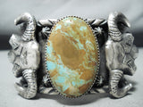Heavy Skull San Felipe 8 Turquoise Sterling Silver Skull Bracelet-Nativo Arts
