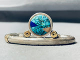 Important Vernon Begay Vintage Native American Navajo 14k Sterling Silver Turquoise Bracelet-Nativo Arts