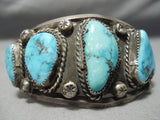 One Of The Best Vintage Native American Navajo Carico Lake Turquoise Sterling Silver Bracelet-Nativo Arts