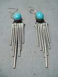 Breathtaking Vintage Native American Navajo Blue Gem Turquoise Sterling Silver Earrings-Nativo Arts