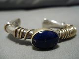 Important Vintage Native American Navajo 14k Gold Lapis Sterling Silver Bracelet Cuff Old-Nativo Arts