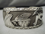 Important Hand Tooled Vintage Native American Navajo Floyd Becenti Sterling Silver Bracelet-Nativo Arts