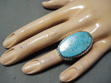 Magnificent Navajo Kingman Turquoise Sterling Silver Ring Native American-Nativo Arts