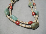 Native American Wonderful Santo Domingo Royston Turquoise Coral & Heishi Necklace-Nativo Arts