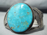 Signed Huge Bird's Eye Turquoise Vintage Native American Navajo Sterling Silver Bracelet-Nativo Arts