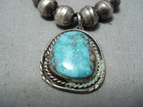 Impressive Vintage Native American Navajo Royston Turquoise Sterling Silver Necklace Old-Nativo Arts