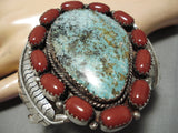 One Of The Best Biggest Vintage Native American Navajo #8 Turquoise Sterling Silver Bracelet Old-Nativo Arts