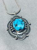 Stealthy Vintage Native American Navajo Turquoise Sterling Silver Sun Necklace-Nativo Arts