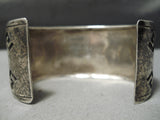 Huge Vintage Native American Navajo Royston Turquoise Sterling Silver Kokopelli Bracelet Old-Nativo Arts
