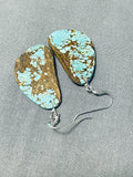 Native American Beautiful Santo Domingo 8 Turquoise Sterling Silver Earrings-Nativo Arts