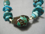 Incredible Vintage Native American Navajo Turquoise Heishi Sterling Silver Necklace Old-Nativo Arts