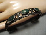 Native American Late 1800's/ Early 19000's Cerrillos Turquoise Ingot Coin Silver Bracelet Coil-Nativo Arts