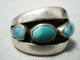 Incredible Vintage Navajo Turquoise Sterling Silver Ring Native American Old-Nativo Arts