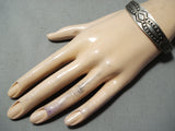 Important Early 1900's Vintage Native American Navajo Ingot Silver Hand Tooled Bracelet Cuff-Nativo Arts