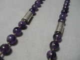 Native American One Of The Best Vintage Santo Domingo Amethyst Sterling Silver Tubule Necklace-Nativo Arts
