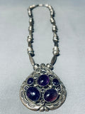 One Of The Most Unique Vintage Native American Navajo Amethyst Sterling Silver Necklace Old-Nativo Arts