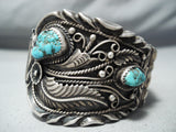 One Of The Best Biggest Vintage Native American Navajo Turquoise Sterling Silver Clasp Bracelet-Nativo Arts