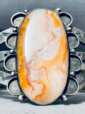 One Of The Best Vintage Native American Navajo Orange Jasper Sterling Silver Bracelet-Nativo Arts