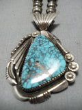 Important Vintage Native American Navajo Lone Mountain Turquoise Sterling Silver Necklace Old-Nativo Arts