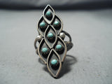 Amazing Vintage Native American Zuni Blue Gem Turquoise Sterling Silver Ring Old-Nativo Arts