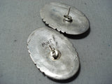 Justin Wilson Vintage Native American Navajo Sleeping Beauty Turquoise Sterling Silver Earrings-Nativo Arts