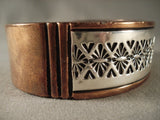 240 Gram Hvy Old Navajo Native American Jewelry Silver Copper Bracelet-Nativo Arts