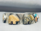 Important Bear Vintage Native American Navajo Turquoise Sterling Silver Bracelet Cuff-Nativo Arts