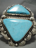 Gigantic Vintage Native American Navajo Triangular Turquoise Sterling Silver Bracelet-Nativo Arts