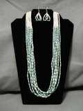 Native American Important Jose Coriz Santo Domingo Sterling Silver Green Turquoise Necklace-Nativo Arts