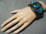 Museum Rare Turquoise Vintage Native American Navajo Sterling Silver Bracelet Old-Nativo Arts