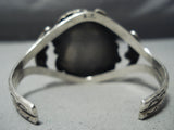 So Vivid!! Vintage Native American Navajo Royston Turquoise Sterling Silver Leaf Bracelet Old-Nativo Arts