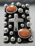 Fabulous Navajo Coral Sterling Silver Ring Native American-Nativo Arts