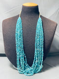 Native American One Of The Best Vintage Santo Domingo Blue Turquoise Hand Woven Necklace-Nativo Arts