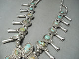307 Grm Vintage Native American Navajo Royston Turquoise Sterling Silver Squash Blossom Necklace-Nativo Arts