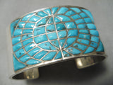 One Of The Best Vintage Native American Navajo Blue Diamond Turquoise Sterling Silver Bracelet-Nativo Arts