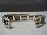 Important Vintage Native American Navajo Jerr Roan Turquoise Sterling Silver Bracelet Old-Nativo Arts