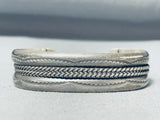 Superior Vintage Native American Navajo Sterling Silver Bracelet Signed Tahe-Nativo Arts